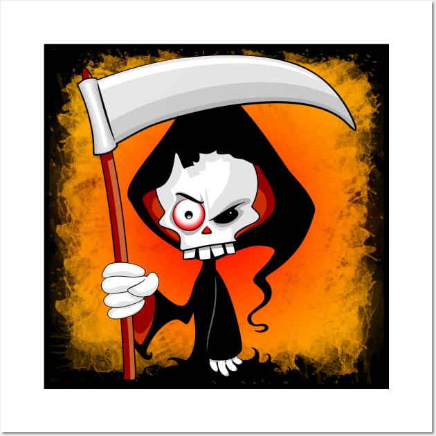 Grim Reaper Creepy Cartoon Character Wall Art by BluedarkArt